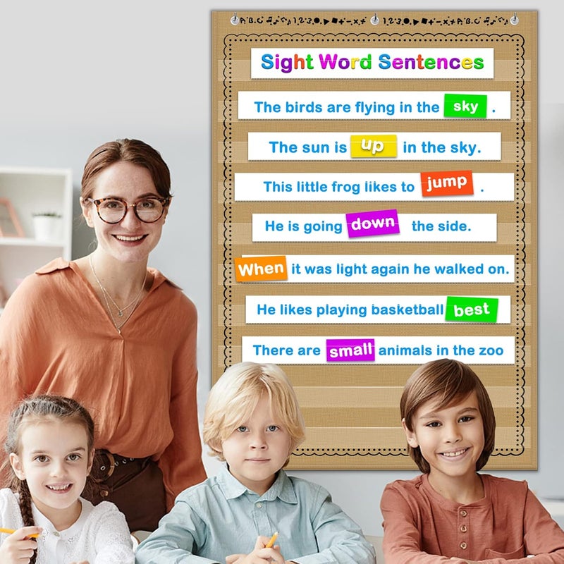 Eamay Standard Pocket Charts, Clear 10 Pocket Chart for Teacher Lessons in a Classroom or Home Use – Fits Standard 3” Sentence Strips and Word Cards, Brown - Image 2
